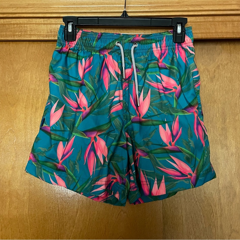 Seahorse Swimwear Floral Tropical Swim Trunks Size Medium Vacation Beach